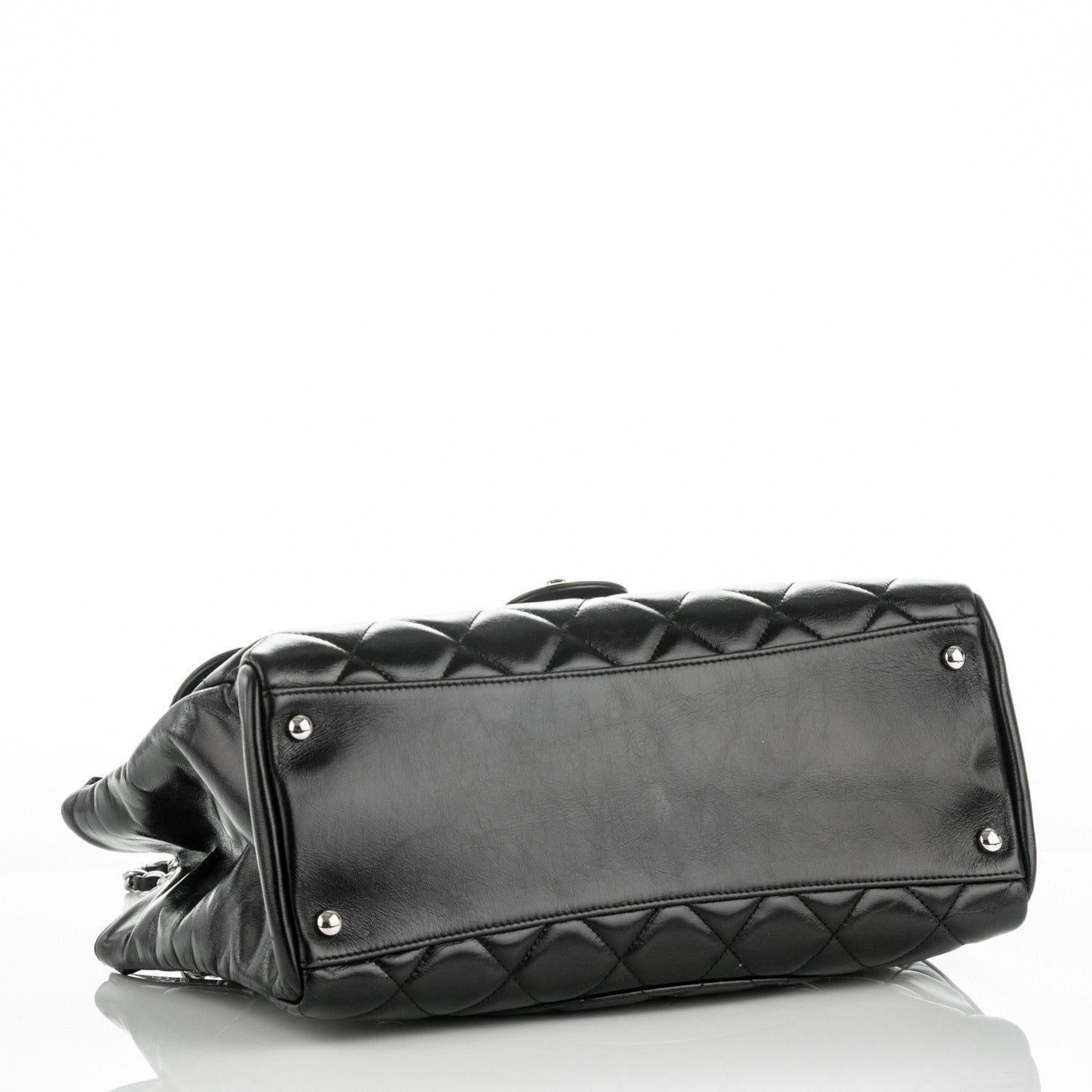 Chanel Glazed Calfskin Quilted Small CC Delivery Tote Black 4 of 10
