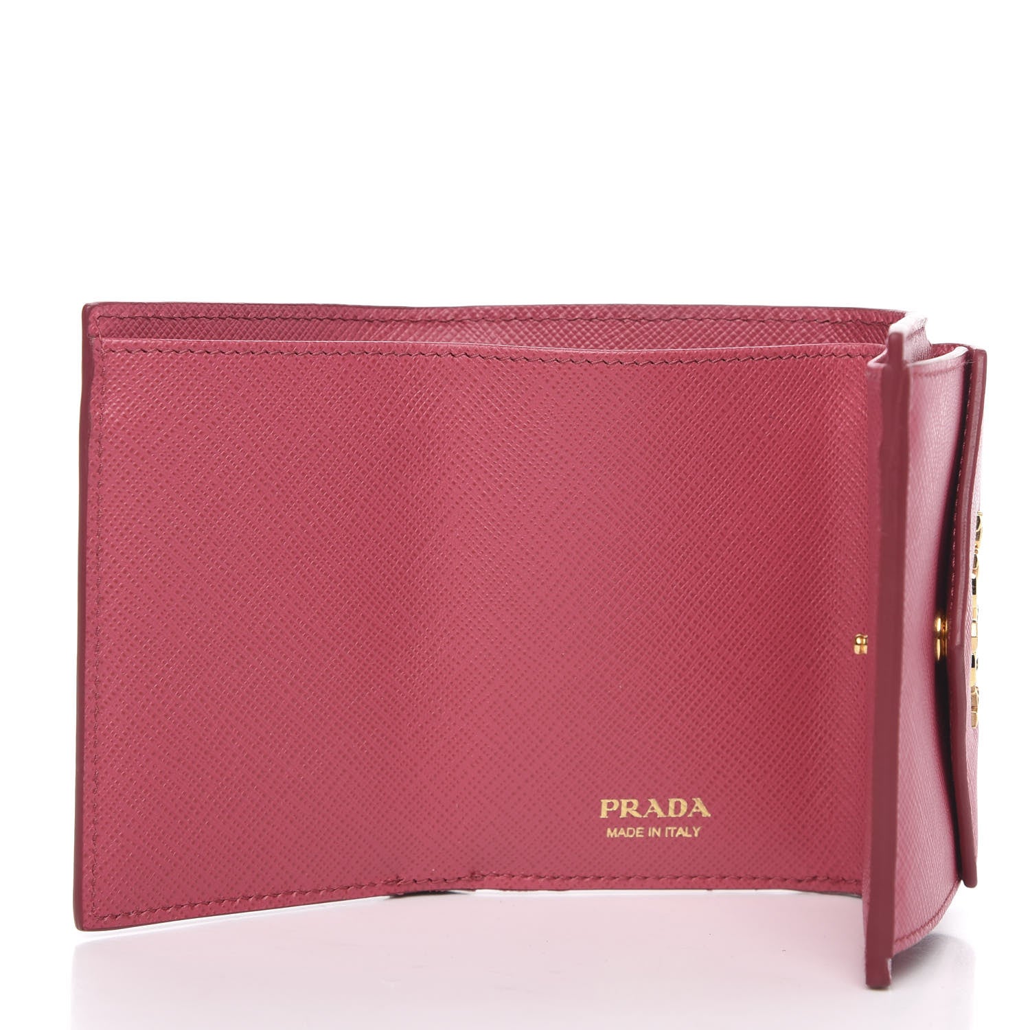 Prada Saffiano Metal Small Tri-Fold Wallet Peonia 5 of 6