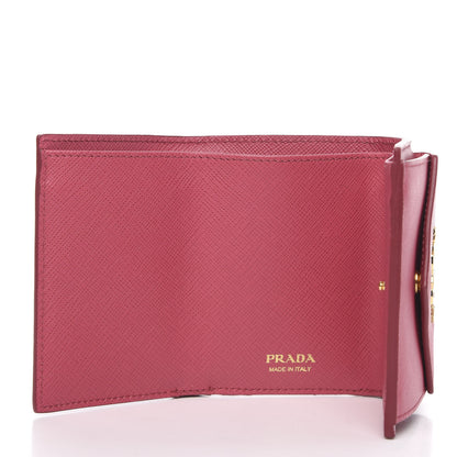 Prada Saffiano Metal Small Tri-Fold Wallet Peonia 5 of 6
