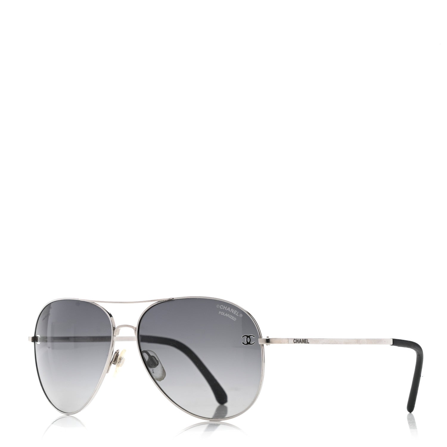 Chanel Metal Polarized Aviator CC Sunglasses 4189-T-Q Silver 1 of 10