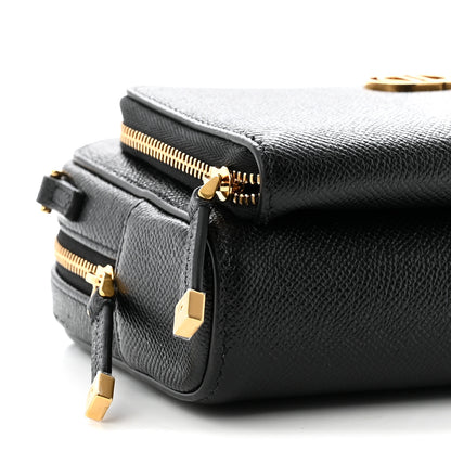 Christian Dior Grained Calfskin Caro Double Pouch Black 9 of 10