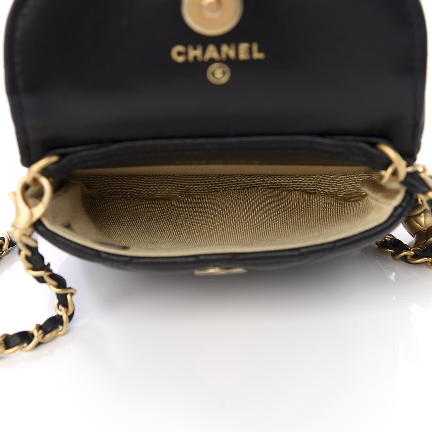 Chanel Lambskin Quilted Pearl Crush Waist Bag Black 4 of 10