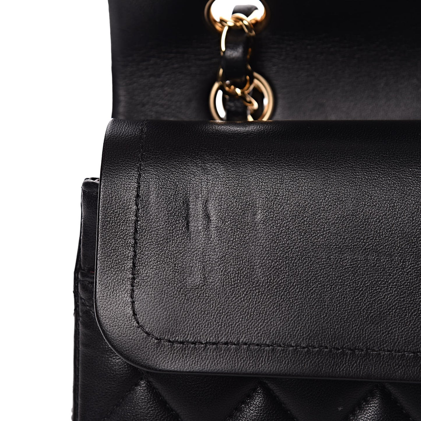 Lambskin Quilted Medium Double Flap Black