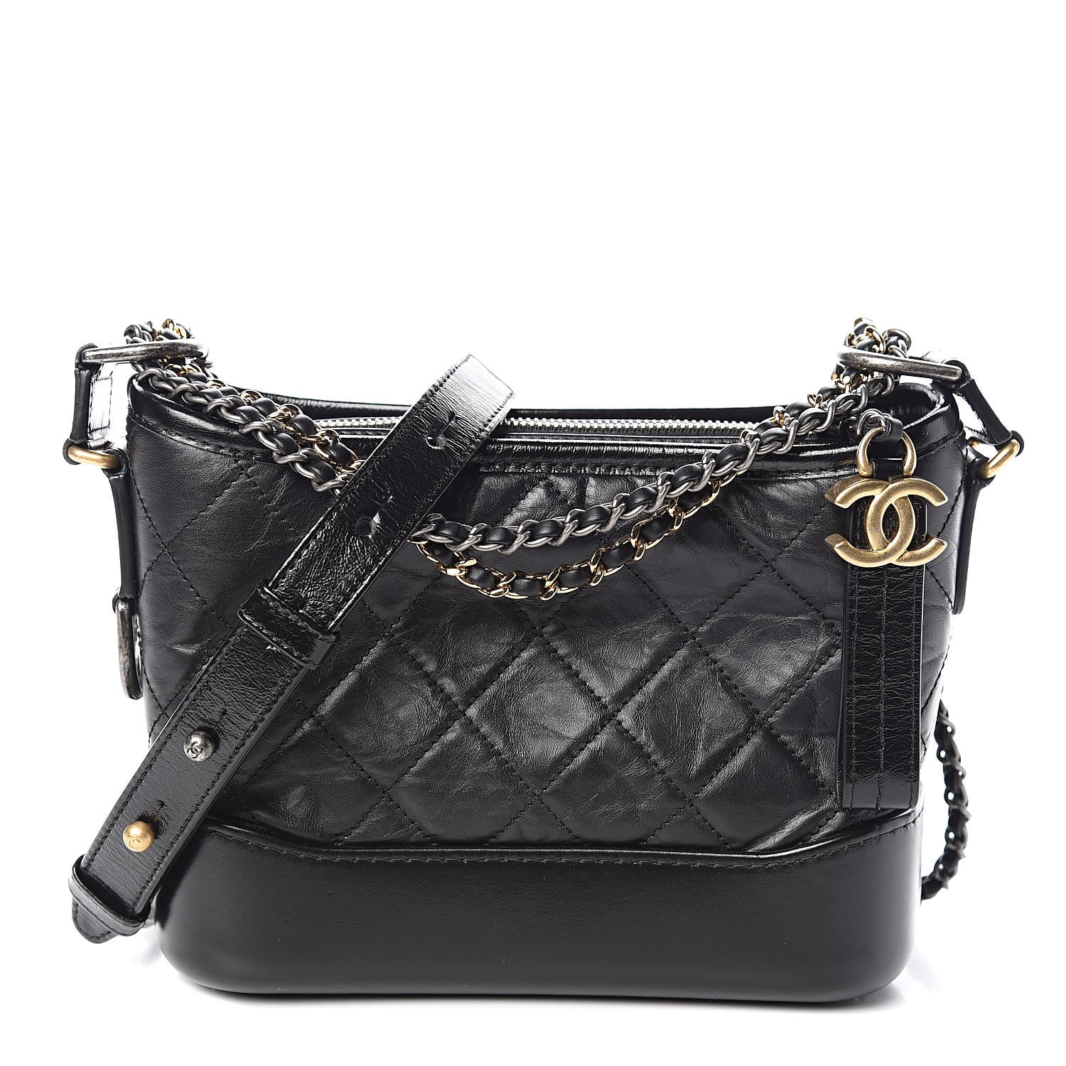 Chanel Aged Calfskin Quilted Small Gabrielle Hobo Black 1 of 10