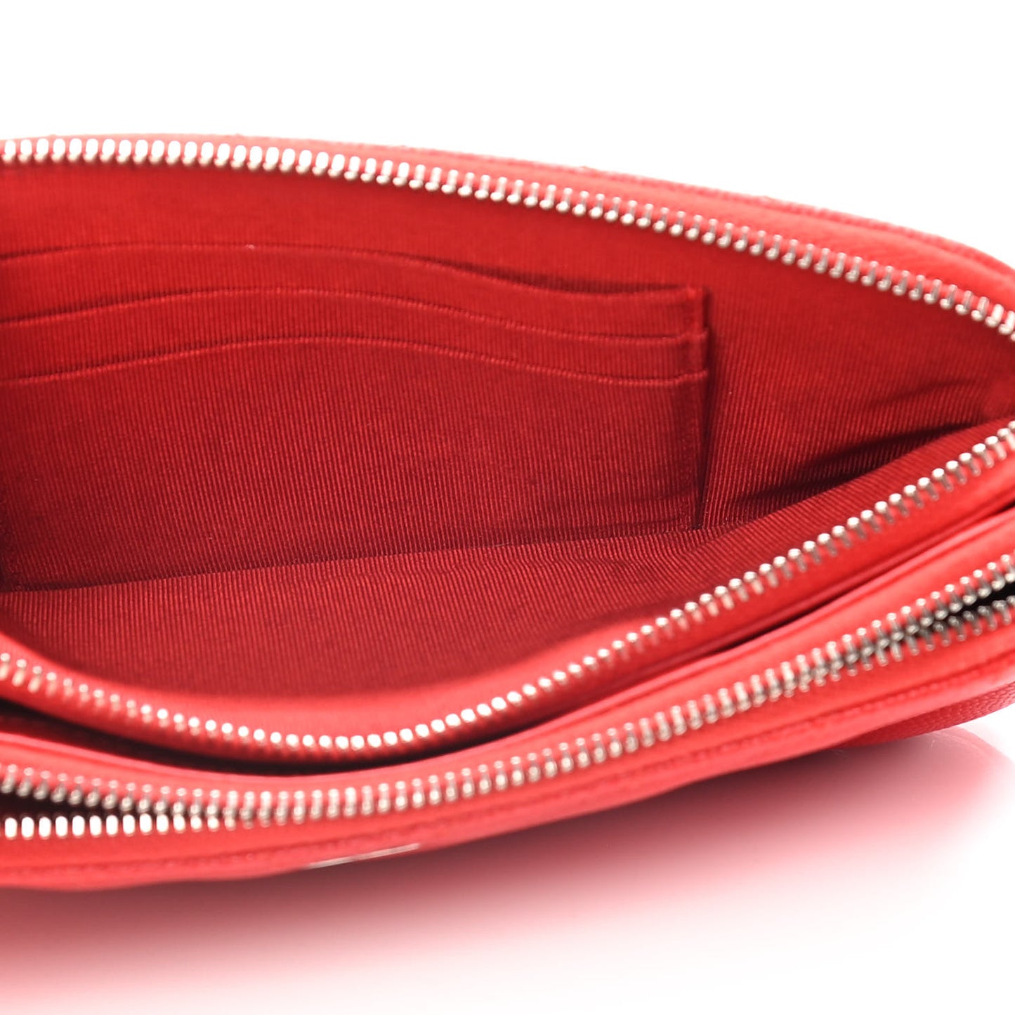 Caviar Chevron Quilted Small Clutch With Chain Light Red