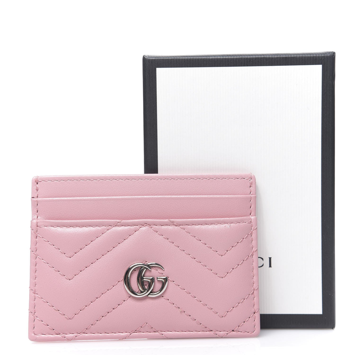 Gucci Calfskin Matelasse GG Marmont Card Holder Wild Rose 6 of 6