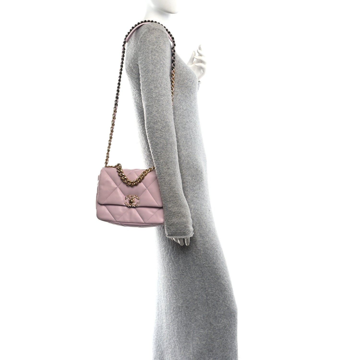 Chanel Lambskin Quilted Medium Chanel 19 Flap Light Pink 2 of 11
