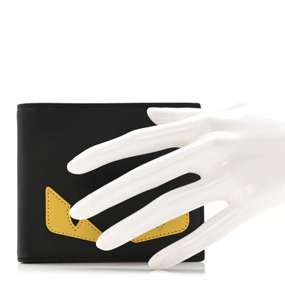 Fendi Vitello Century Monster Eyes Inlay Bi-Fold Wallet Black Giallo Rosso 2 of 9