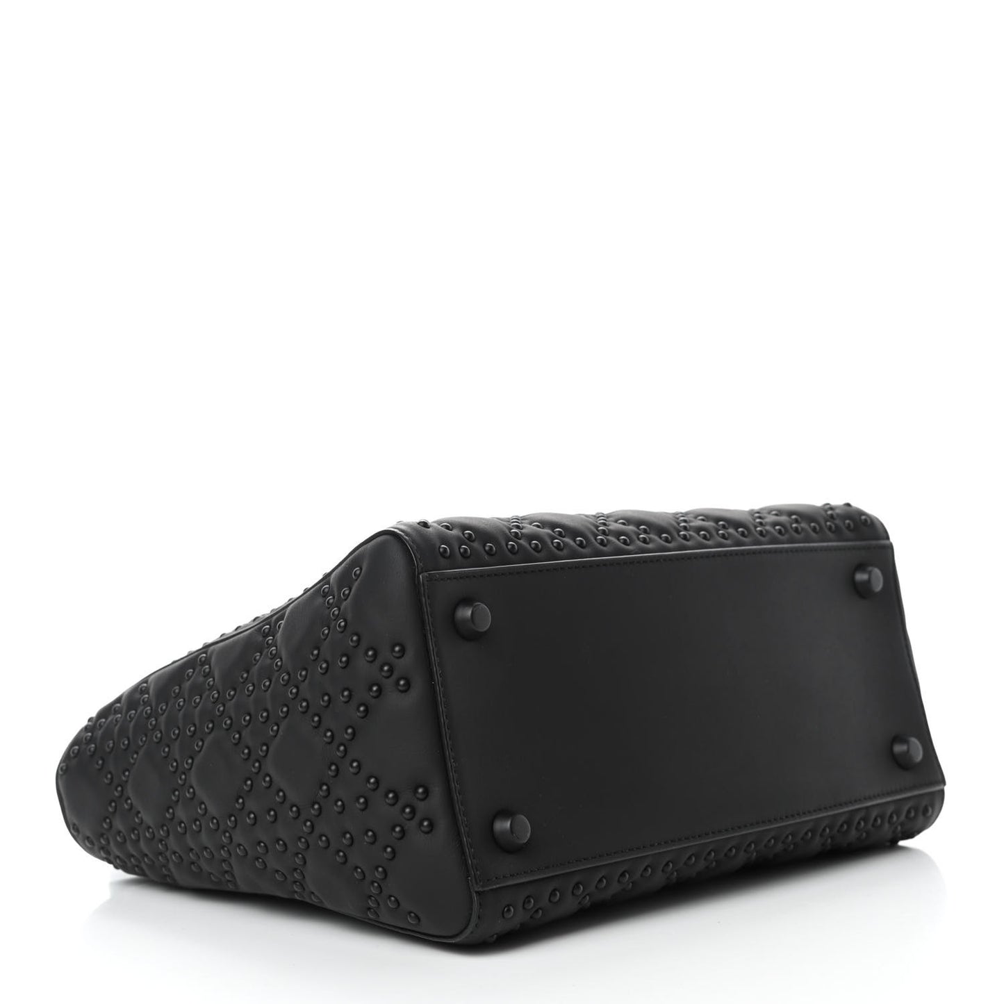 UItra Matte Calfskin Cannage Studded Medium Supple Lady Dior Black