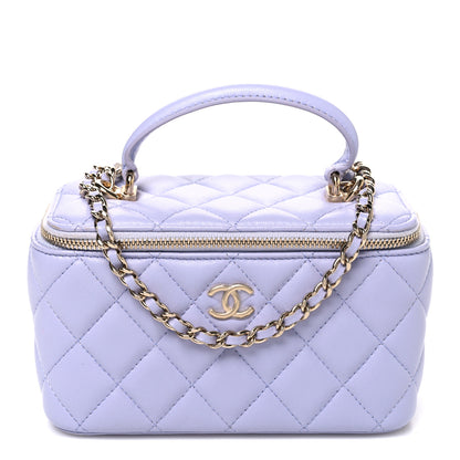 Chanel Lambskin Quilted Small Top Handle Vanity Case With Chain Light Purple 1 of 10