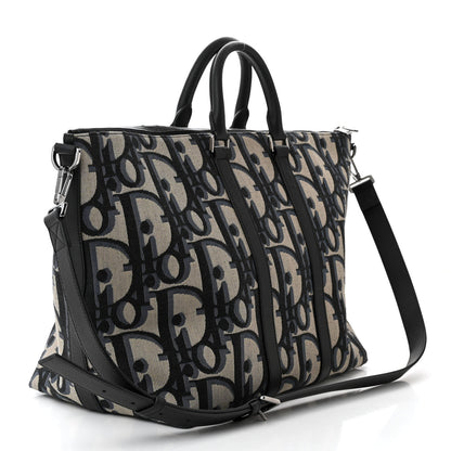 Christian Dior Maxi Oblique Jacquard Weekender 40 Beige Black 3 of 10
