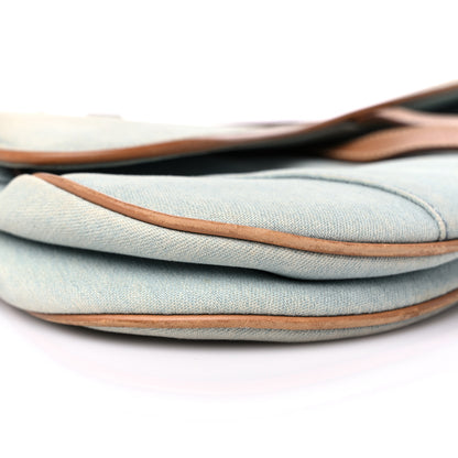 Christian Dior Denim Calfskin Saddle Bag Light Blue 8 of 14