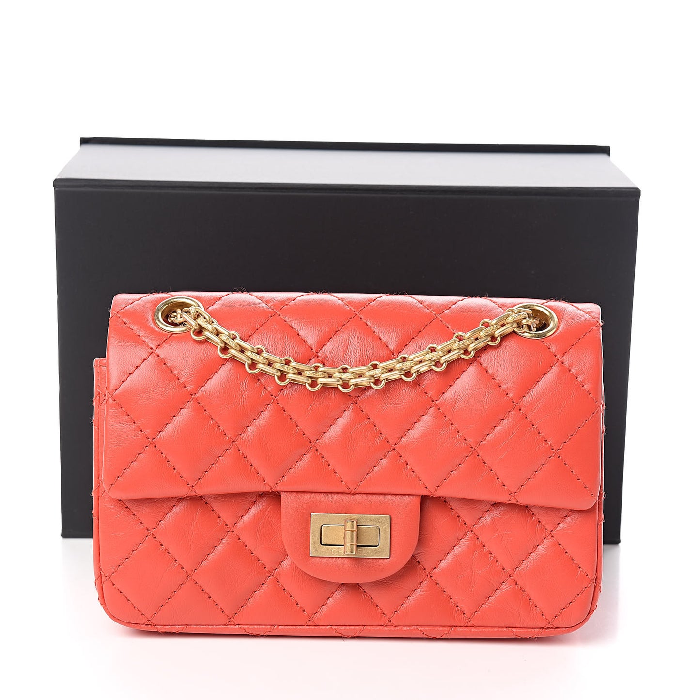 Aged Calfskin Quilted 2.55 Reissue Mini Flap Red