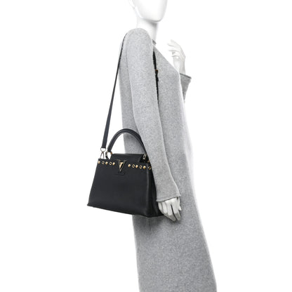 Louis Vuitton Taurillon Studded Capucines PM Black 2 of 10