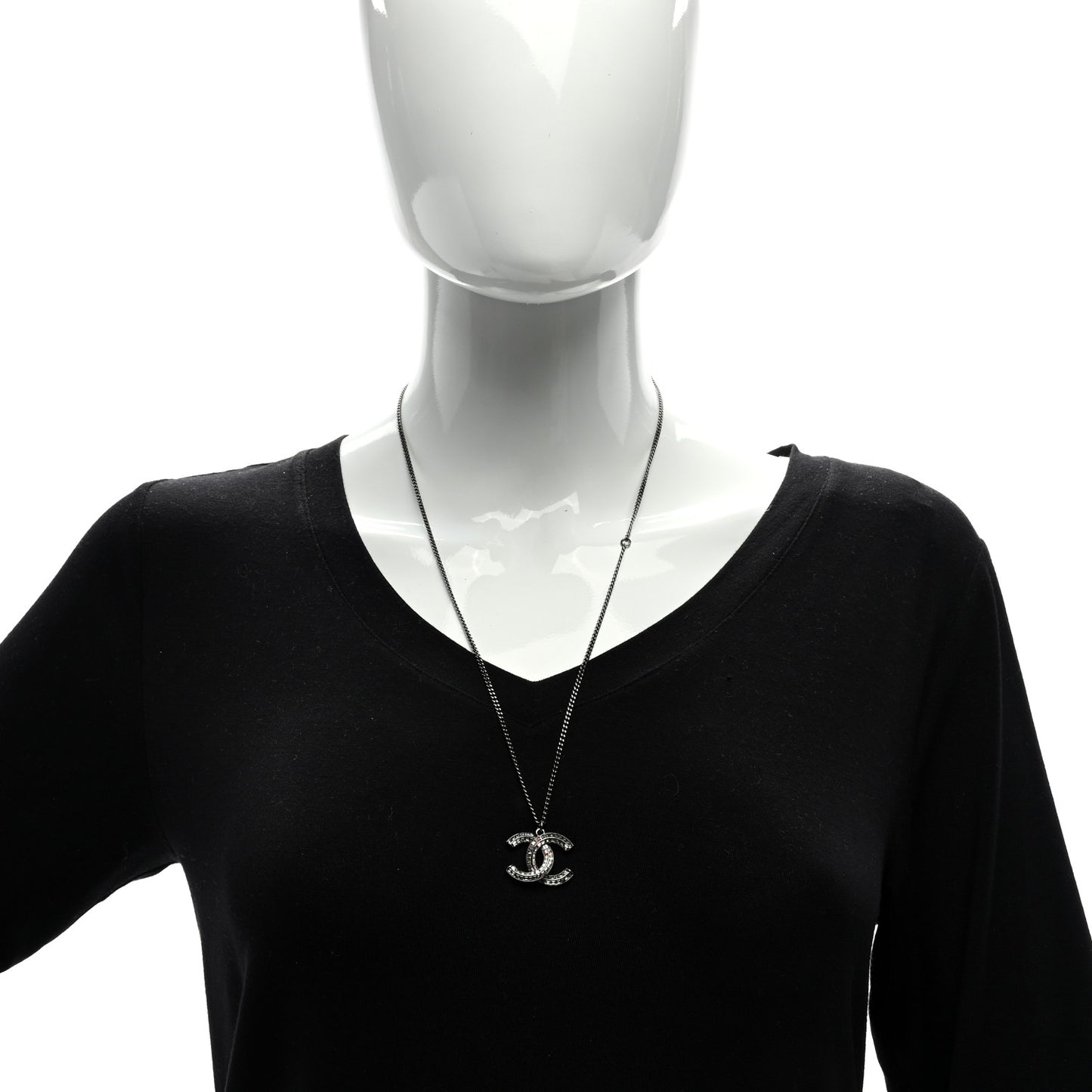 Baguette Crystal CC Necklace Silver