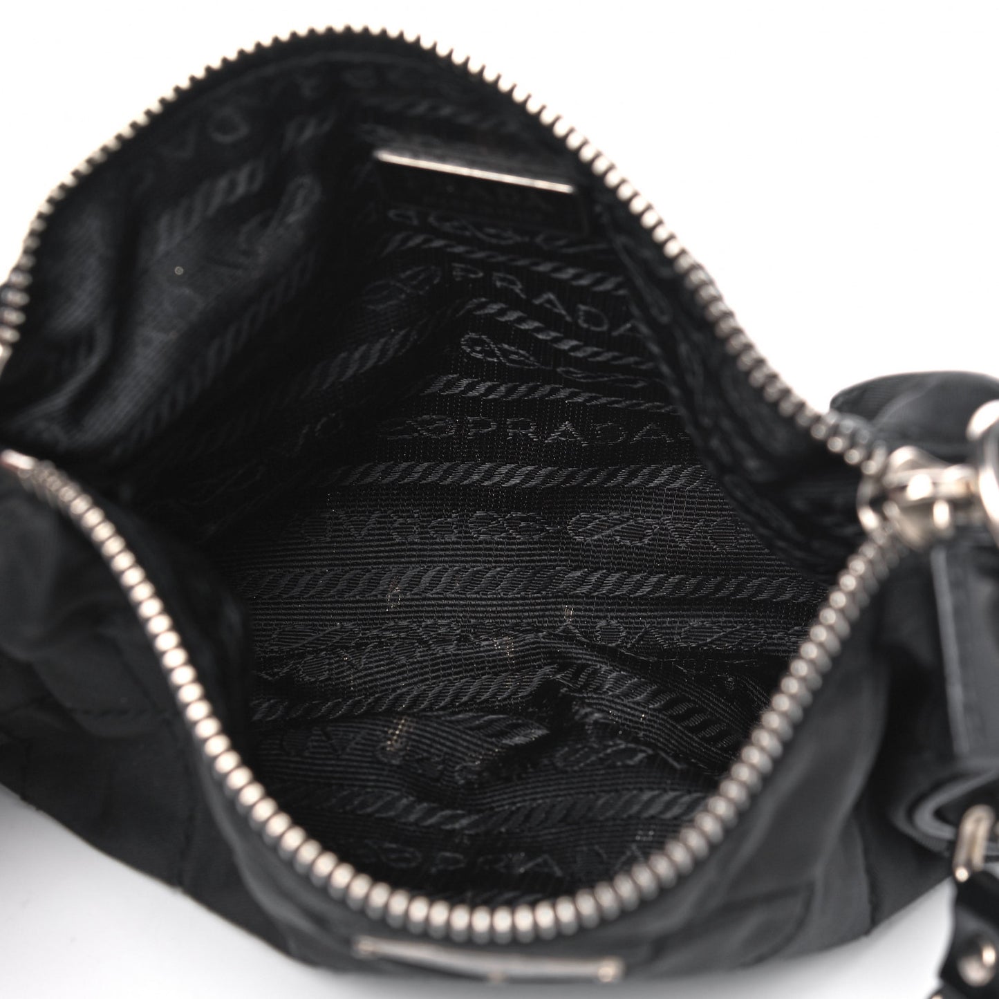 Tessuto Nylon Impunturato Quilted Chain Pochette Black