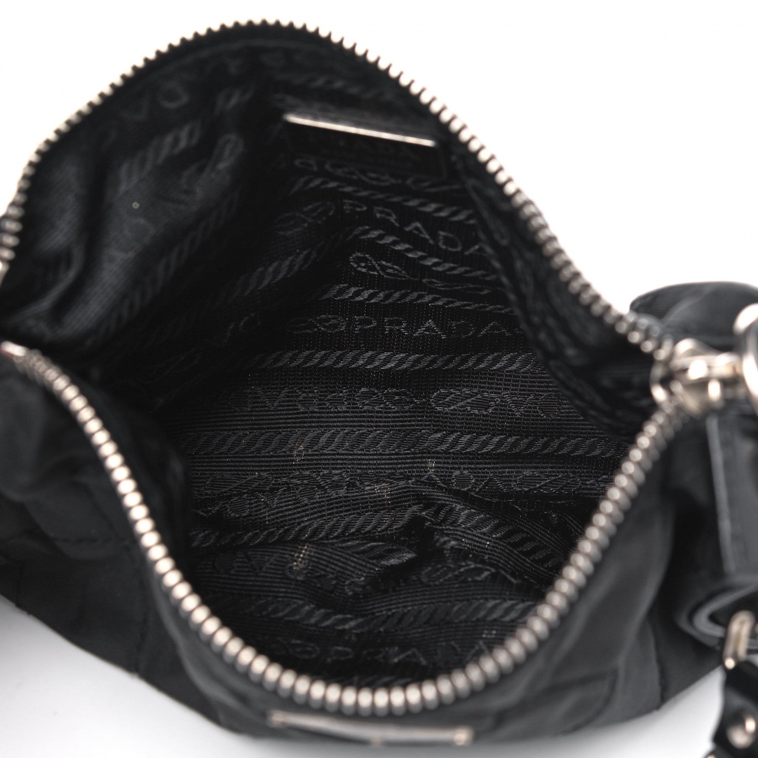 Prada Tessuto Nylon Impunturato Quilted Chain Pochette Black 4 of 5