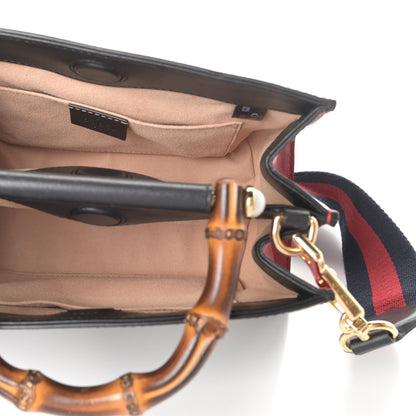 Gucci Nappa Bamboo Web Mini Nymphaea Top Handle Bag Black 5 of 9