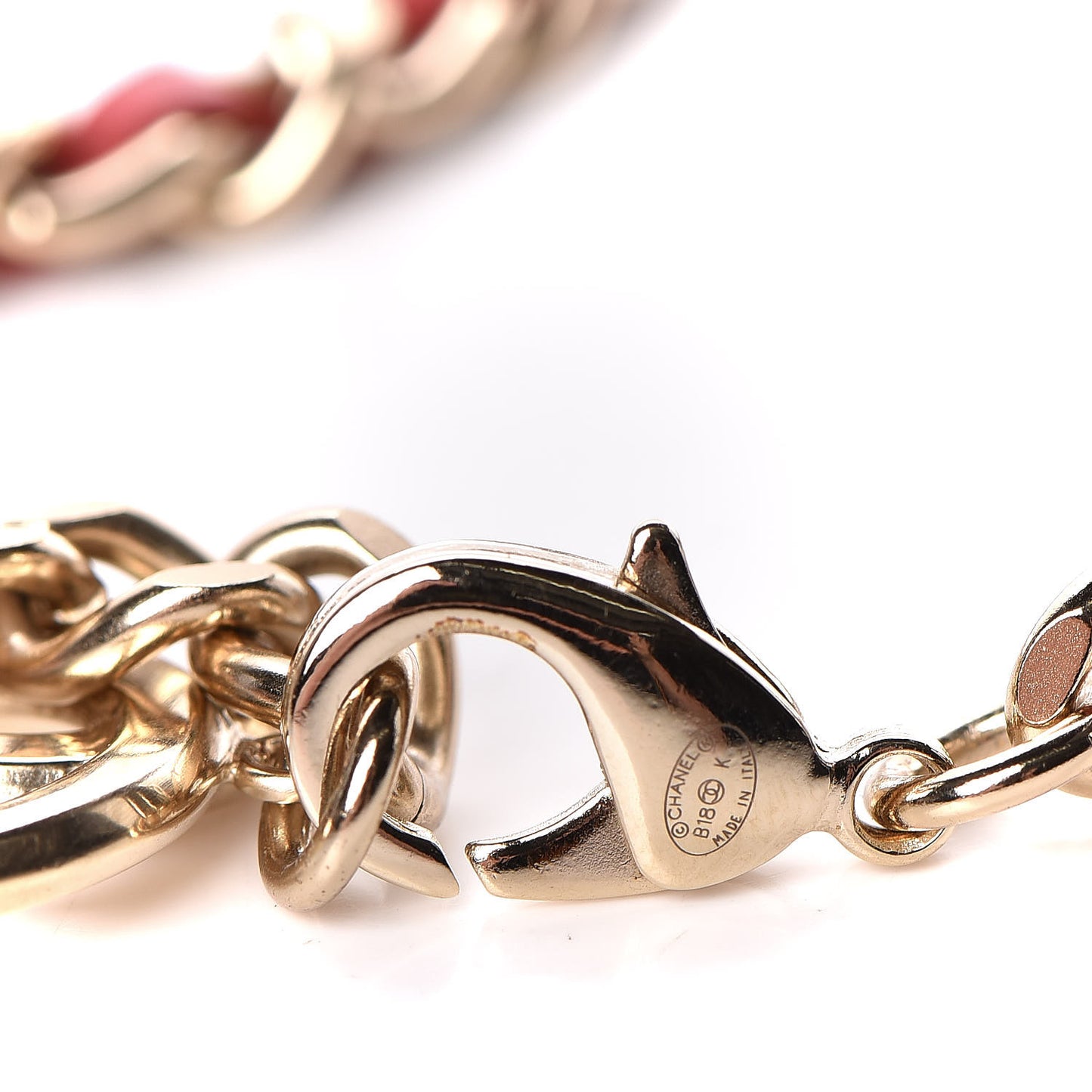 Lambskin Pearl Chain Camellia Fancy Belt 80 Black Red Gold
