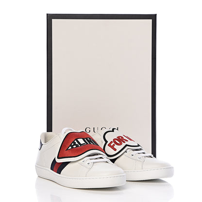 Gucci Calfskin Ayers Web Blind for Love Embroidered Womens Ace Sneakers 34.5 White 12 of 12