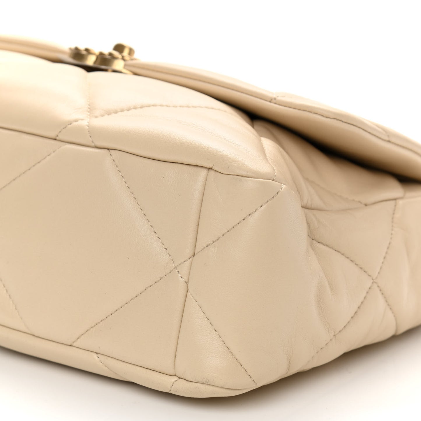 Lambskin Quilted Large Chanel 19 Flap Beige