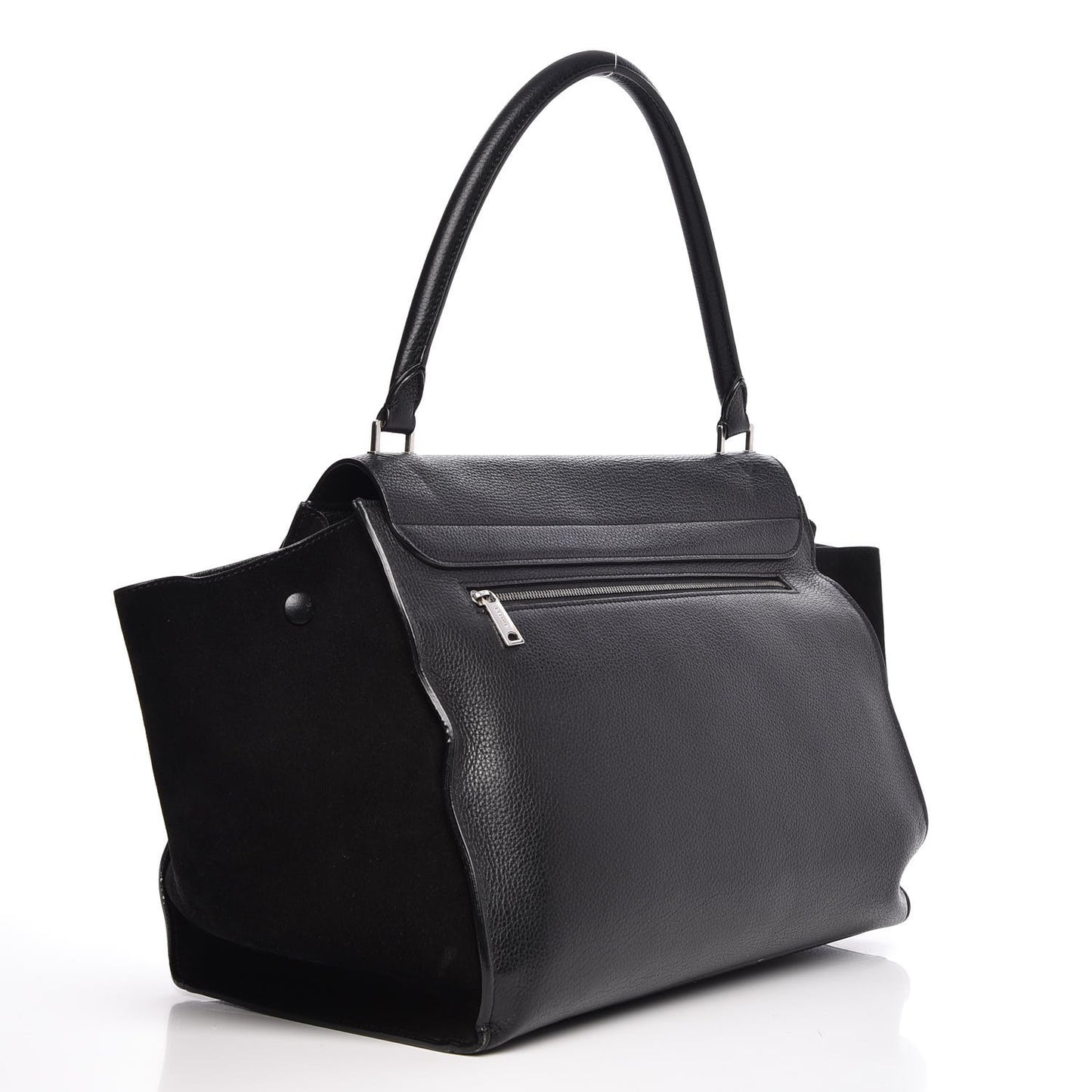 Drummed Calfskin Suede Large Trapeze Black