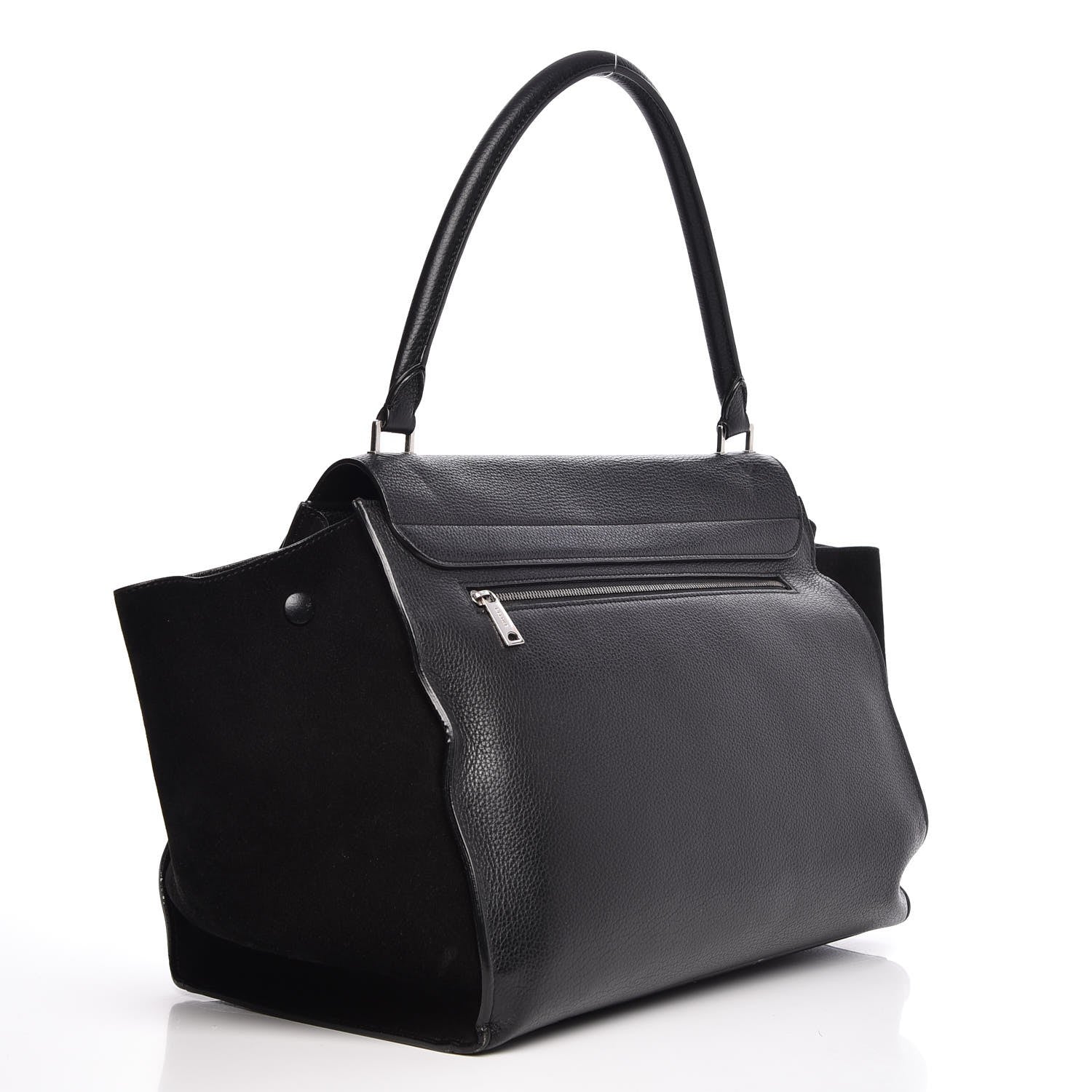 Celine Drummed Calfskin Suede Large Trapeze Black 3 of 14