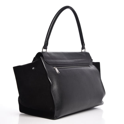 Celine Drummed Calfskin Suede Large Trapeze Black 3 of 14