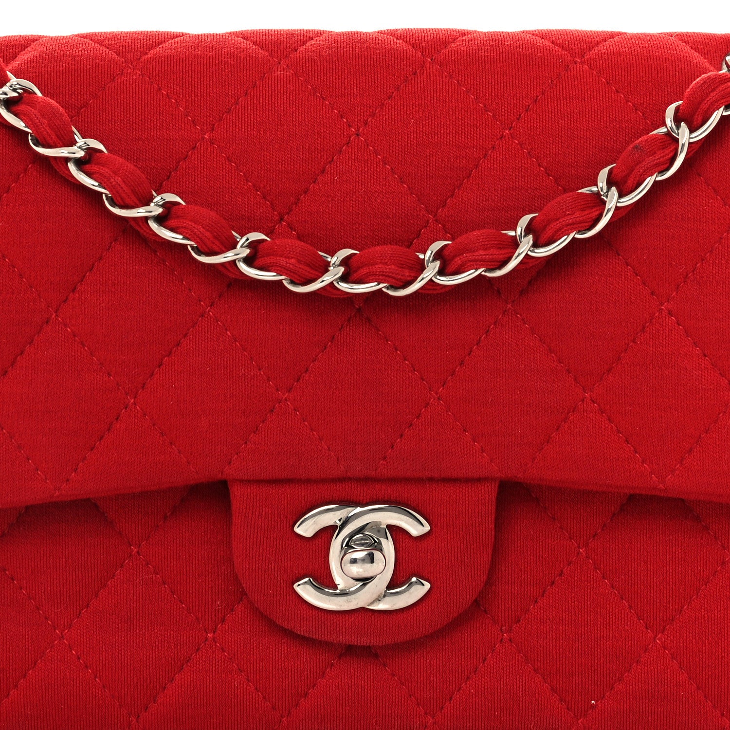 Chanel Jersey Quilted Medium Double Flap Red 8 of 10