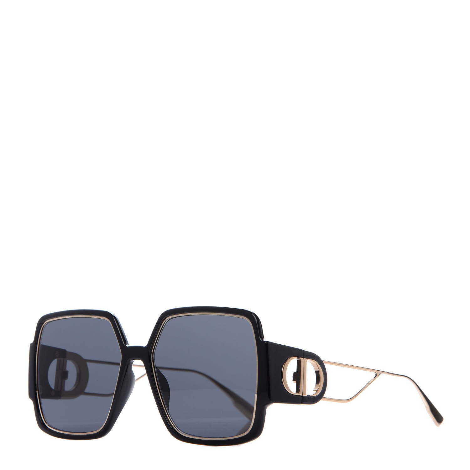 Christian Dior Rectangular 30 Montaigne 1 Sunglasses Black Gold 1 of 7