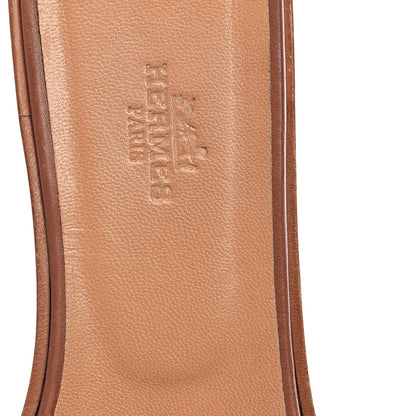 Hermes Box Calfskin Oran Sandals 37.5 Gold 9 of 14