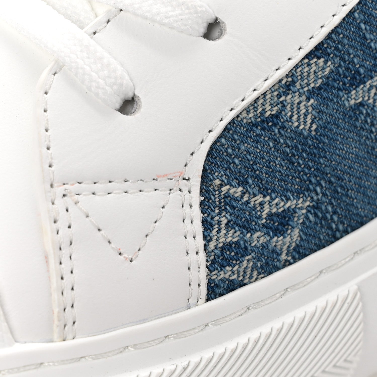 Louis Vuitton Calfskin Denim Monogram Mens Tattoo Sneaker Boots 11 White Blue 10 of 12