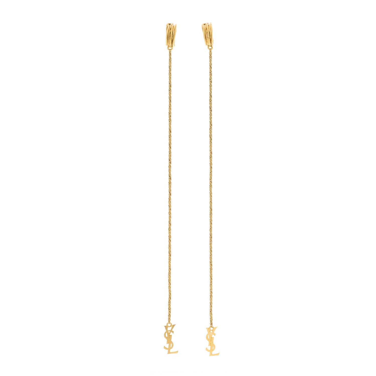 Saint Laurent Metal Opyum Clip On Drop Earrings Gold 1 of 4