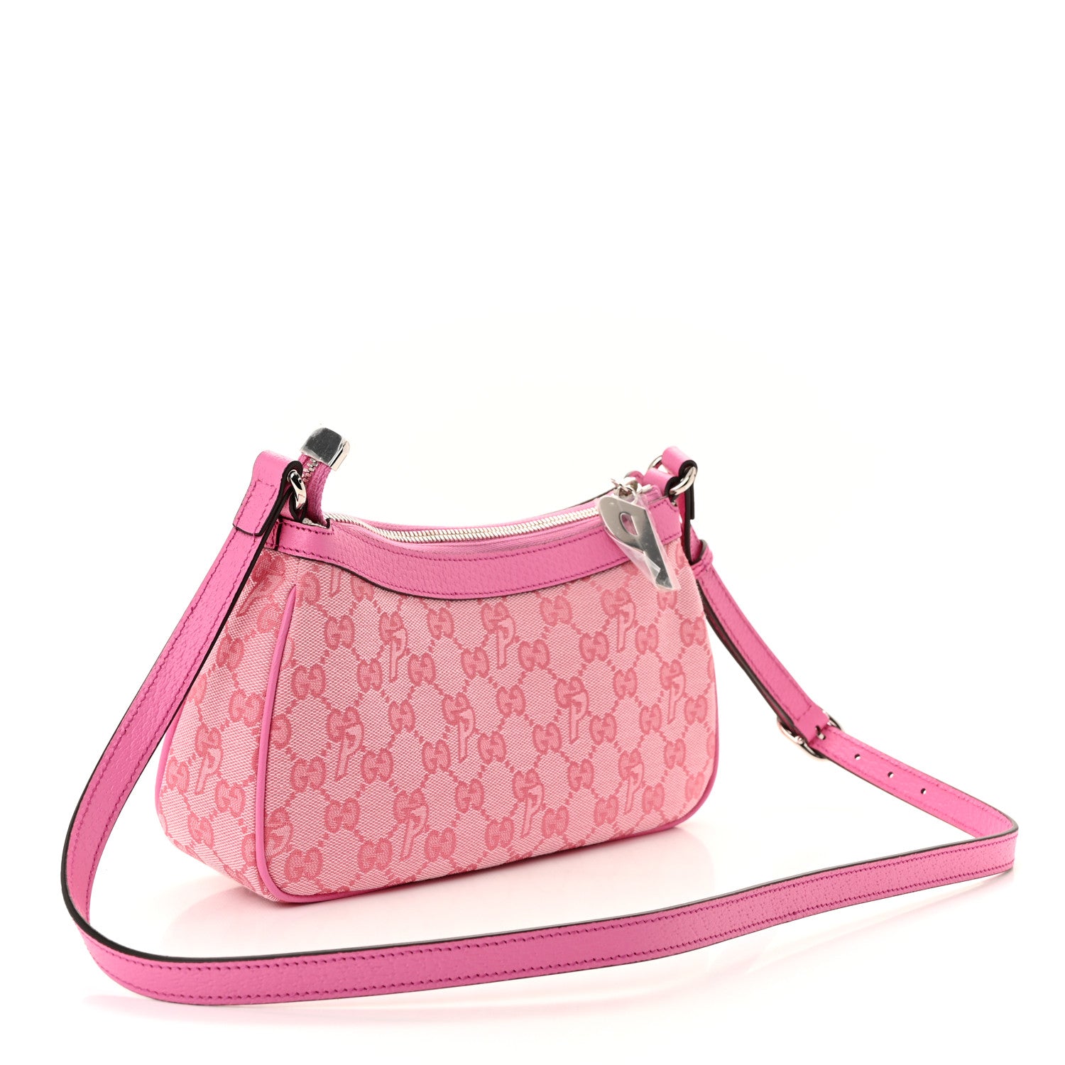Gucci X PALACE GG Supreme Monogram Palace Textured Dollar Calfskin Shoulder Bag Pink Pale Rose Palace 3 of 11