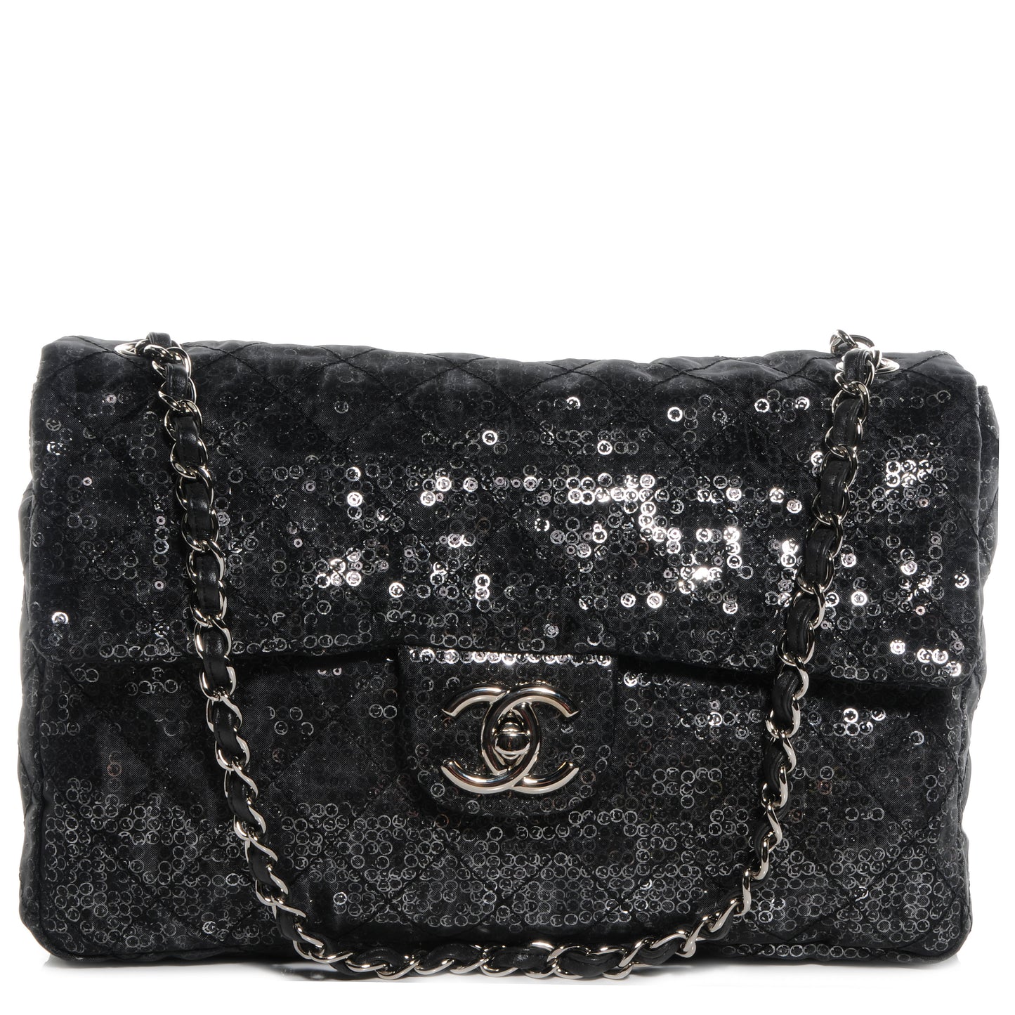 Hidden Sequin Maxi Flap Black