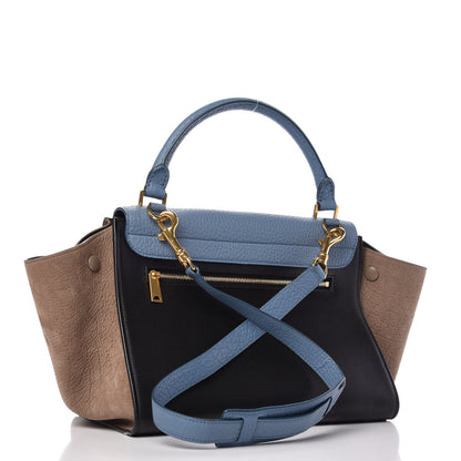 Celine Bullhide Calfskin Grained Nubuck Small Tri-Color Trapeze Medium Blue 4 of 10