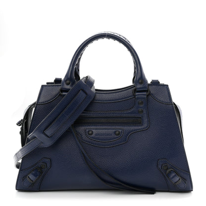 Balenciaga Grained Calfskin Neo Classic Black Hardware S City Navy 1 of 10
