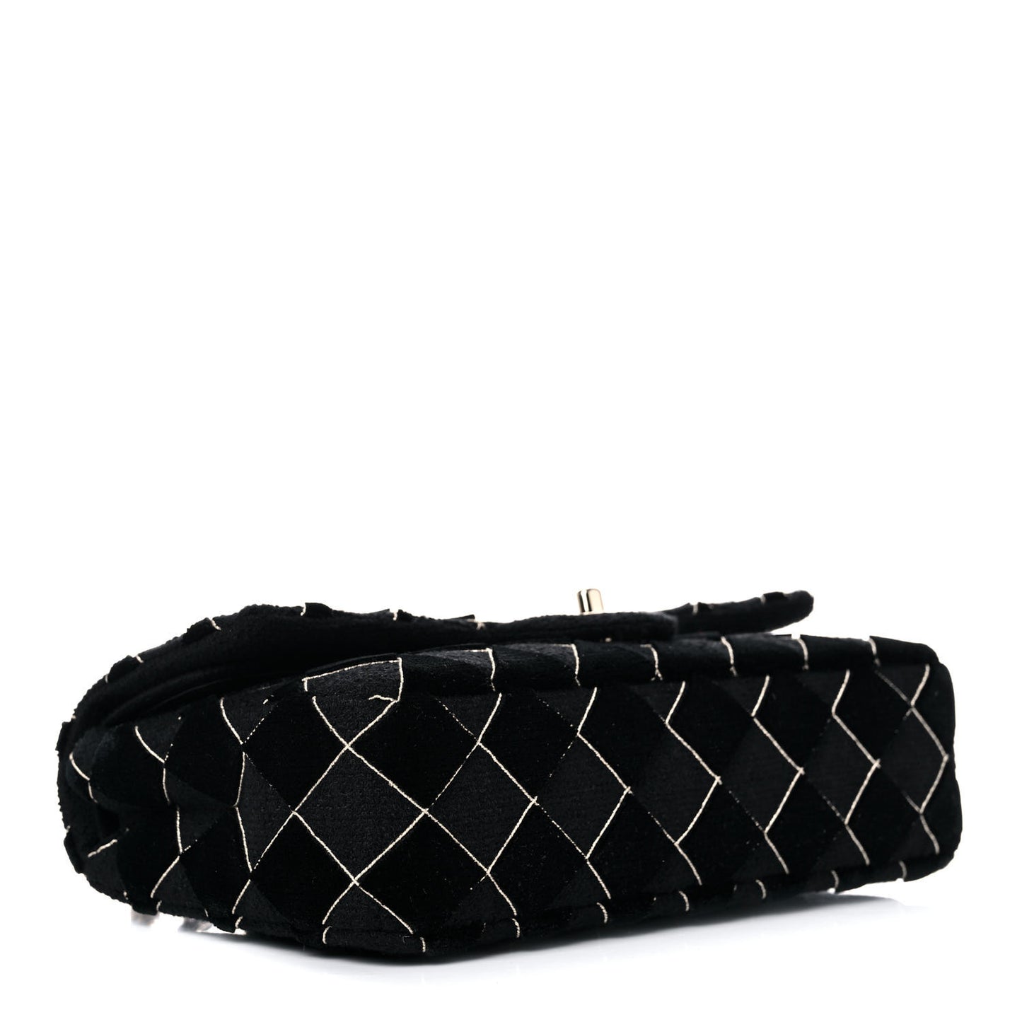 Velvet Tweed Quilted Medium Double Flap Black