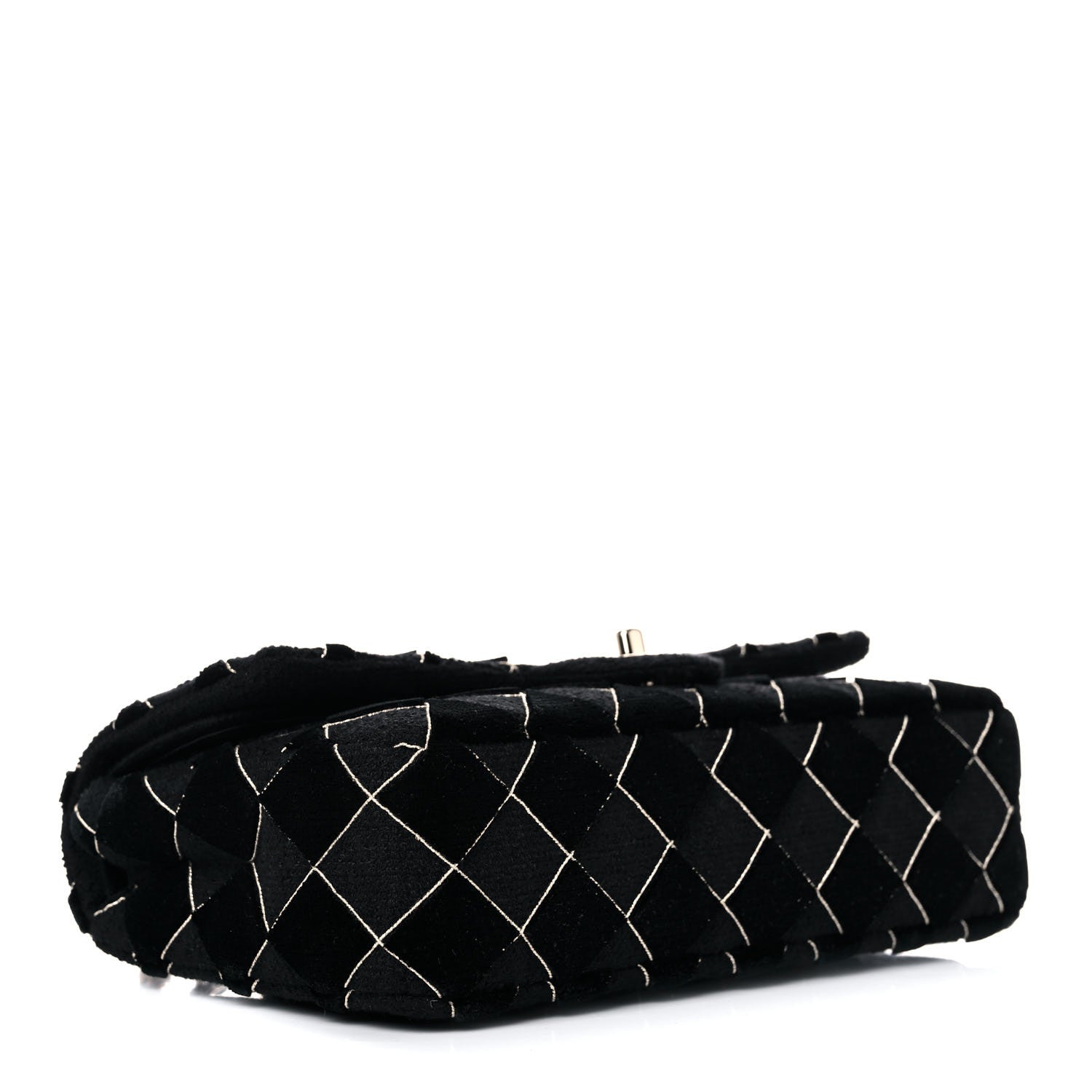 Chanel Velvet Tweed Quilted Medium Double Flap Black 4 of 12