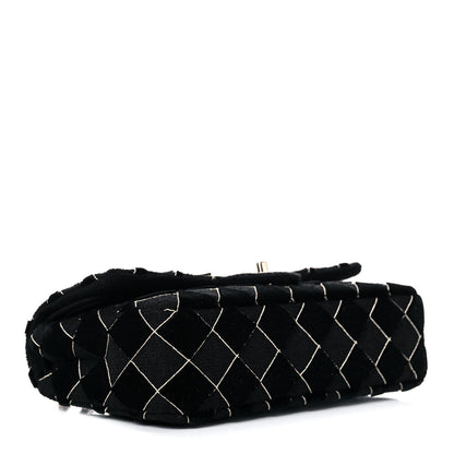 Chanel Velvet Tweed Quilted Medium Double Flap Black 4 of 12