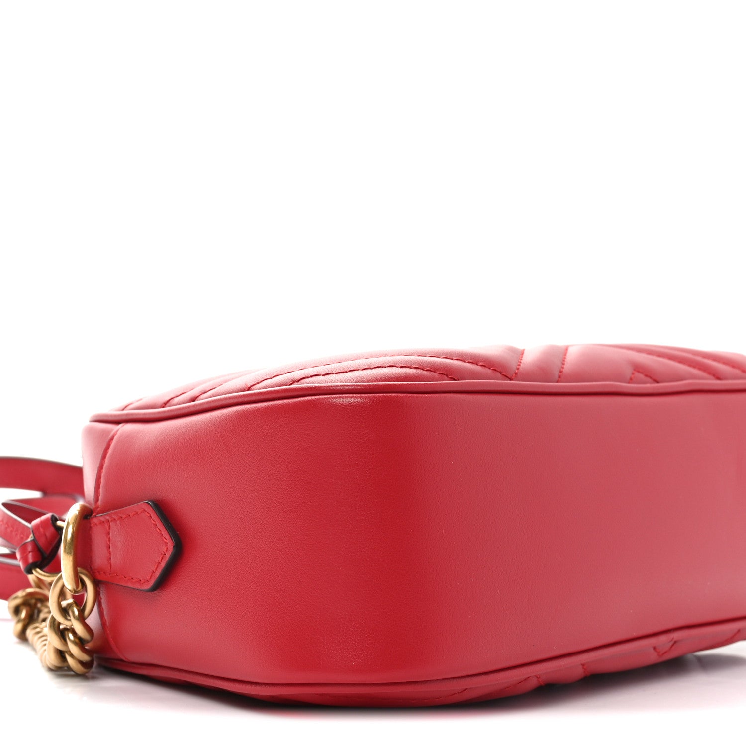 Gucci Calfskin Matelasse Small GG Marmont Chain Shoulder Bag Hibiscus Red 9 of 11