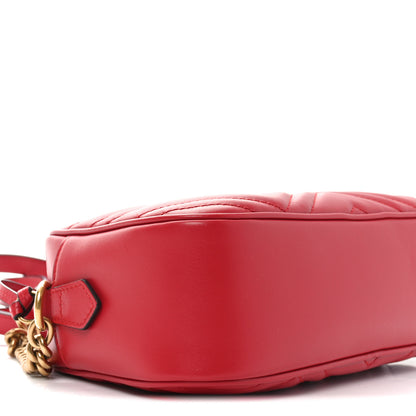 Gucci Calfskin Matelasse Small GG Marmont Chain Shoulder Bag Hibiscus Red 9 of 11