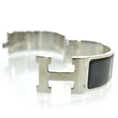 Hermes Enamel Clic Clac H Bracelet Wide Black Silver 7 of 7