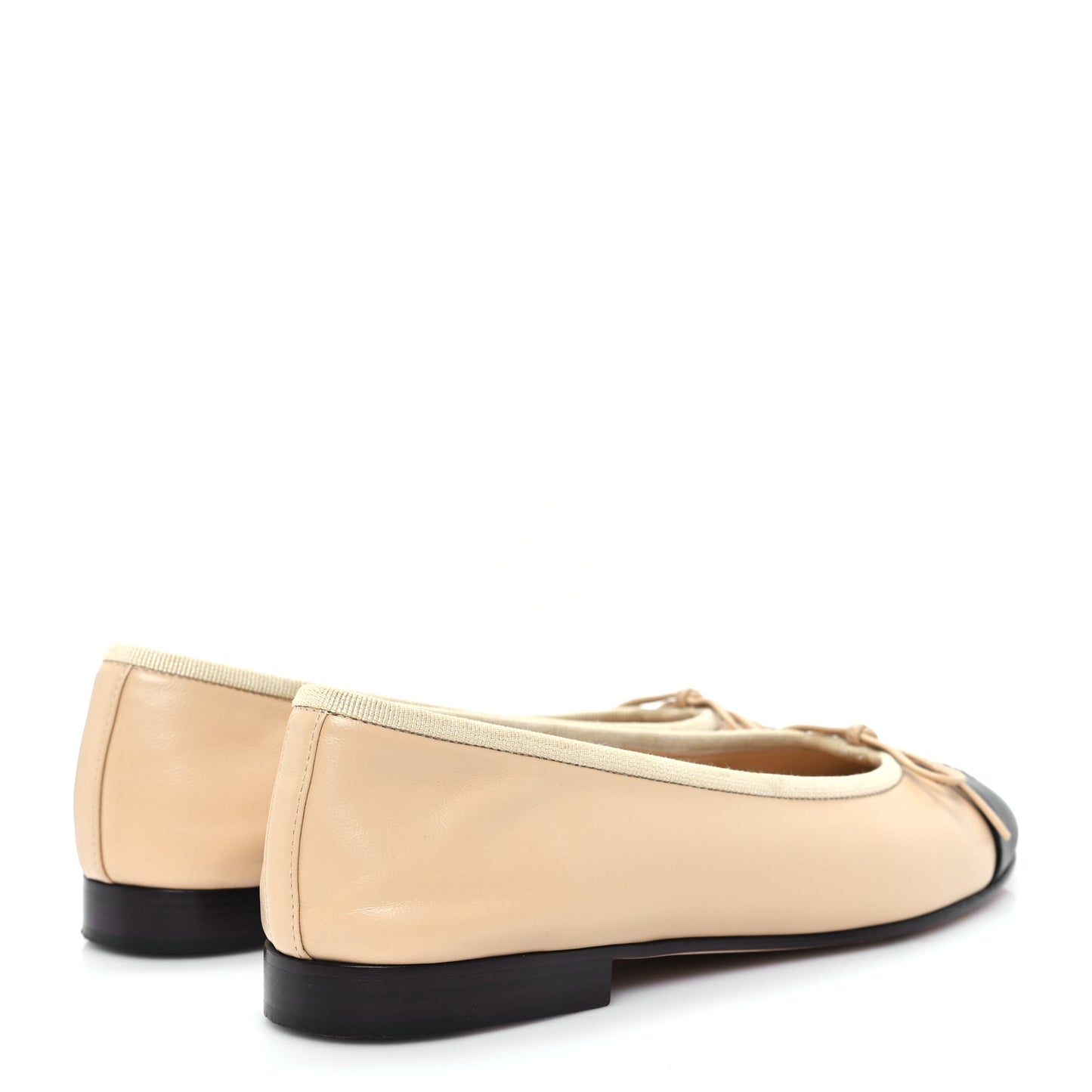 Lambskin Cap Toe CC Ballerina Flats 36.5 Beige Black