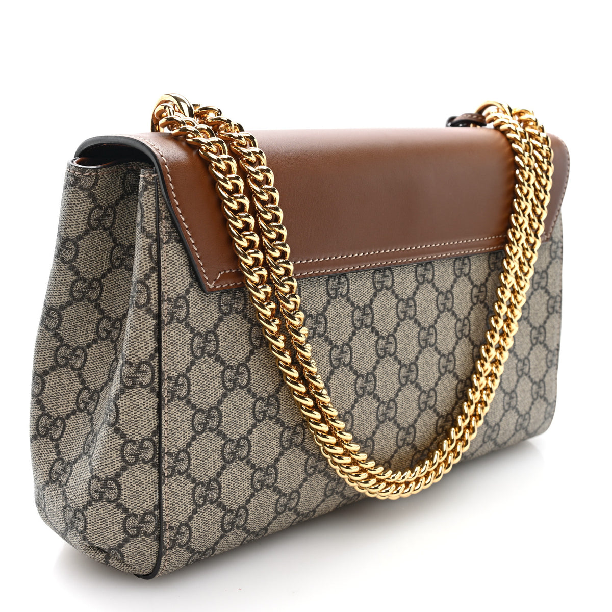 GG Supreme Monogram Calfskin Padlock Slip Pocket Shoulder Bag Beige Cuir