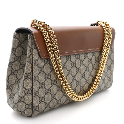 Gucci GG Supreme Monogram Calfskin Padlock Slip Pocket Shoulder Bag Beige Cuir 2 of 10