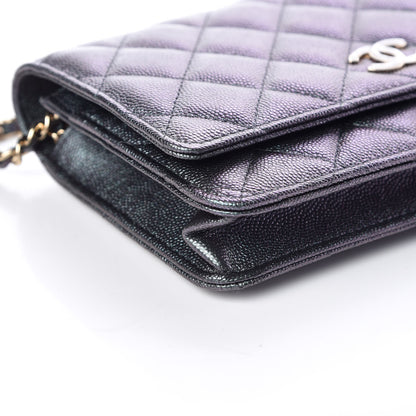Chanel Iridescent Caviar Quilted Wallet On Chain WOC Black 5 of 11