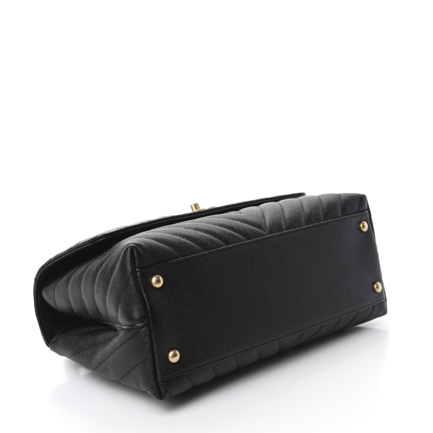 Chanel Caviar Chevron Quilted Small Coco Handle Flap Black 4 of 11