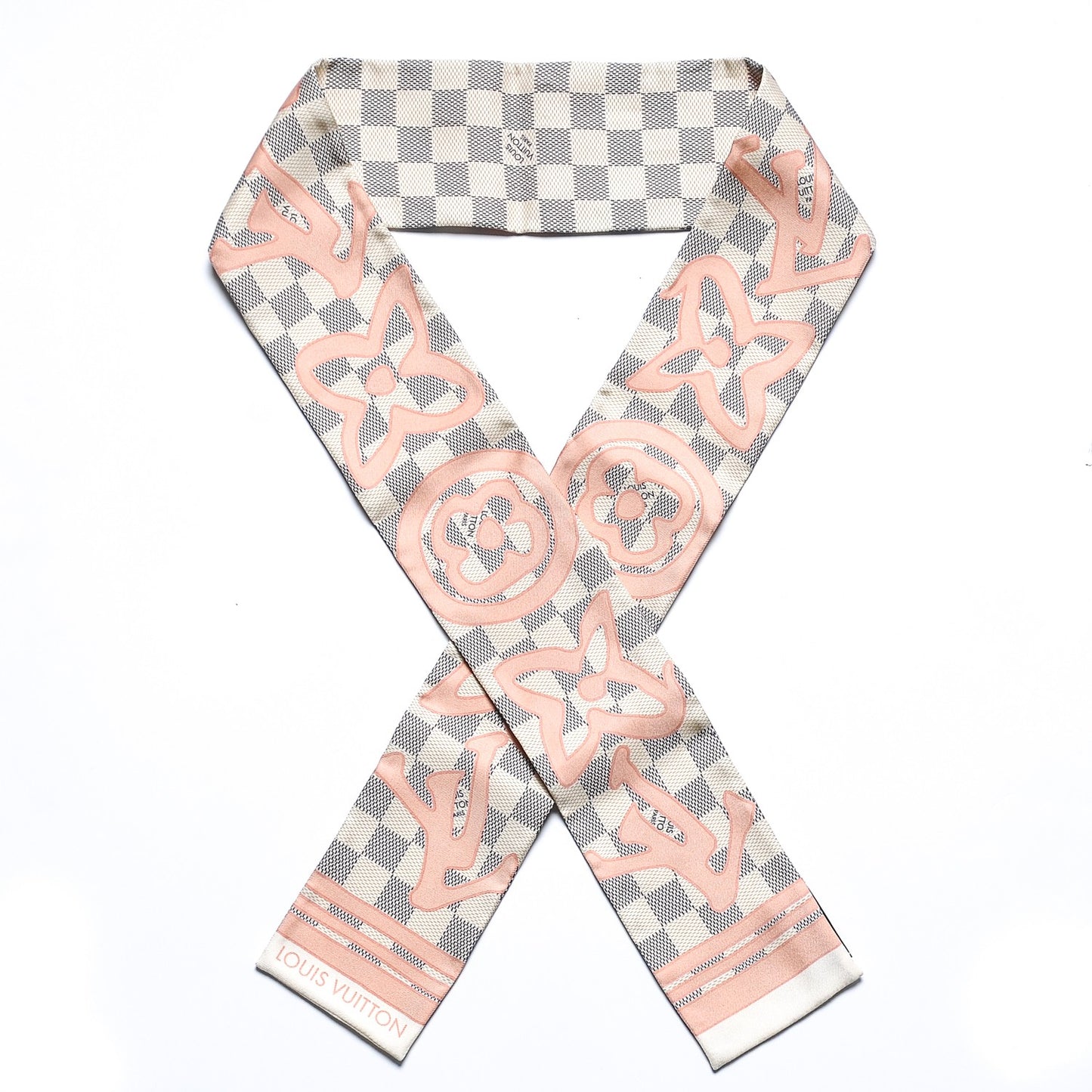 Silk Damier Azur Tahitienne Bandeau Rose Ballerine