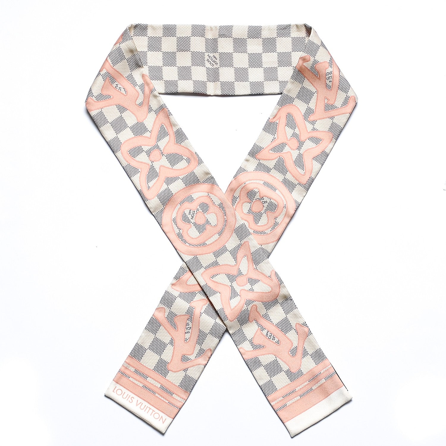 Louis Vuitton Silk Damier Azur Tahitienne Bandeau Rose Ballerine 1 of 4